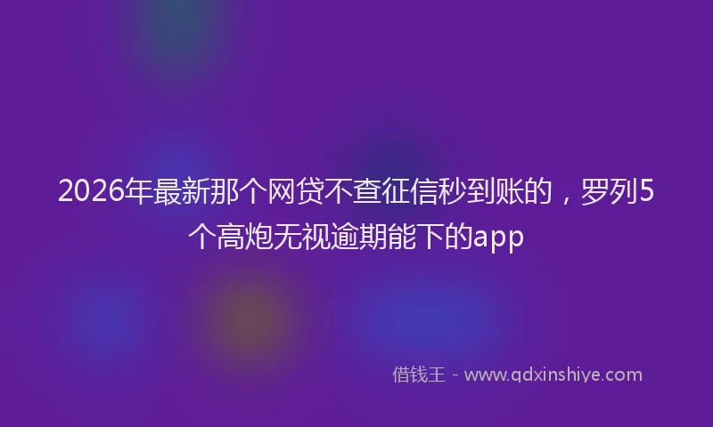 2026年最新那个网贷不查征信秒到账的，罗列5个高炮无视逾期能下的app
