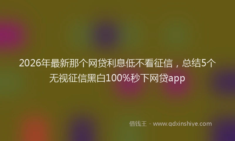 2026年最新那个网贷利息低不看征信，总结5个无视征信黑白100%秒下网贷app