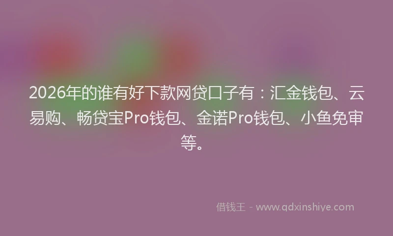 2026年的谁有好下款网贷口子有：汇金钱包、云易购、畅贷宝Pro钱包、金诺Pro钱包、小鱼免审等。