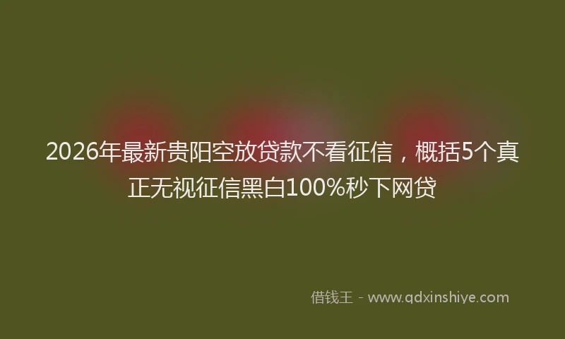 2026年最新贵阳空放贷款不看征信，概括5个真正无视征信黑白100%秒下网贷