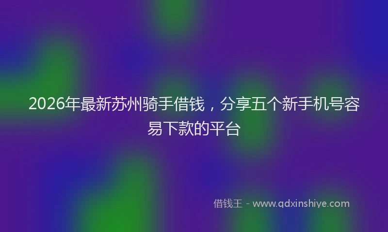 2026年最新苏州骑手借钱，分享五个新手机号容易下款的平台