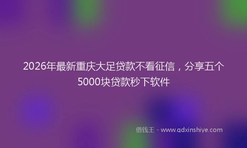 2026年最新重庆大足贷款不看征信，分享五个5000块贷款秒下软件