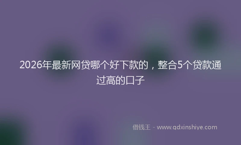 2026年最新网贷哪个好下款的，整合5个贷款通过高的口子