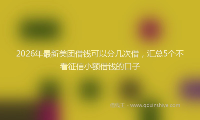 2026年最新美团借钱可以分几次借，汇总5个不看征信小额借钱的口子