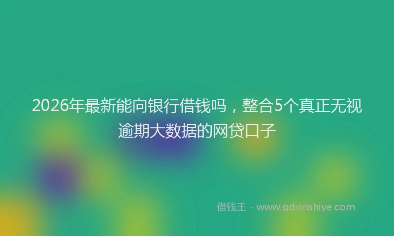 2026年最新能向银行借钱吗，整合5个真正无视逾期大数据的网贷口子