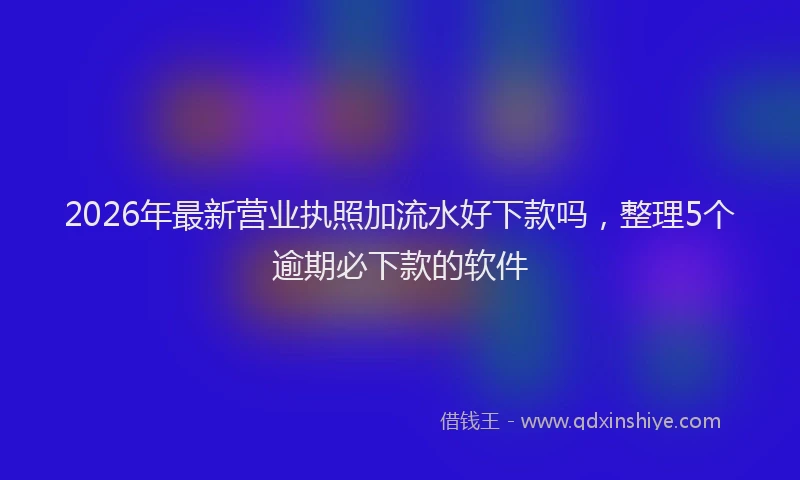 2026年最新营业执照加流水好下款吗，整理5个逾期必下款的软件