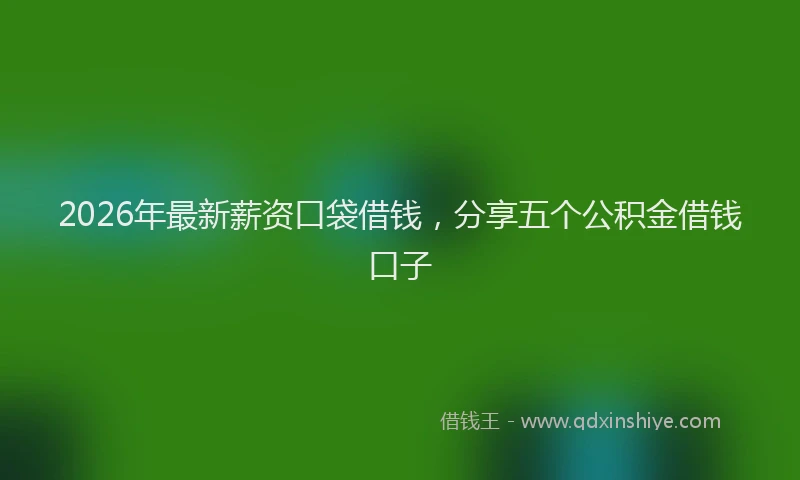 2026年最新薪资口袋借钱，分享五个公积金借钱口子