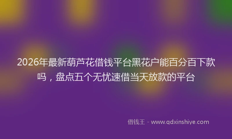 2026年最新葫芦花借钱平台黑花户能百分百下款吗，盘点五个无忧速借当天放款的平台
