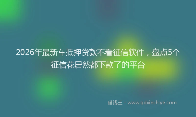 2026年最新车抵押贷款不看征信软件，盘点5个征信花居然都下款了的平台