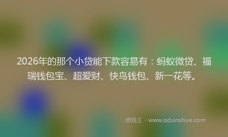 2026年的那个小贷能下款容易有：蚂蚁微贷、福瑞钱包宝、超爱财、快鸟钱包、新一花等。