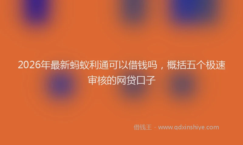 2026年最新蚂蚁利通可以借钱吗，概括五个极速审核的网贷口子