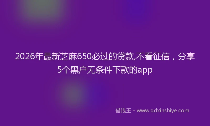 2026年最新芝麻650必过的贷款,不看征信，分享5个黑户无条件下款的app
