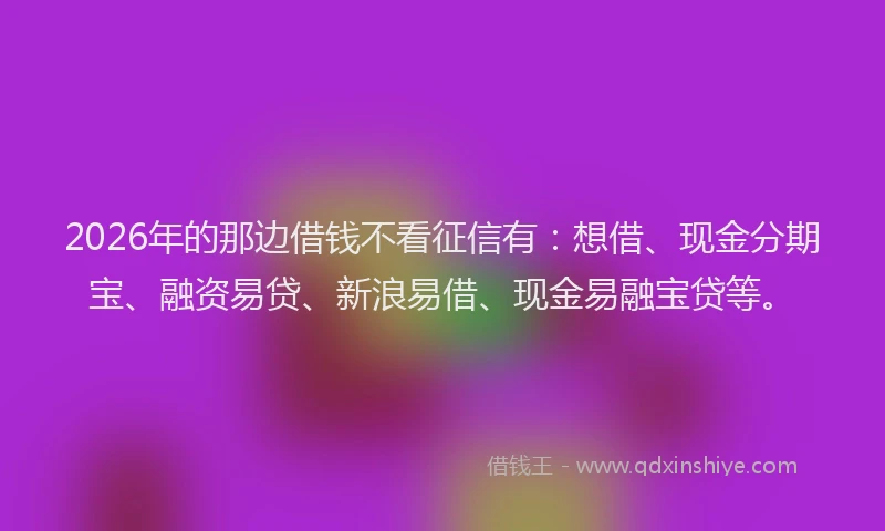 2026年的那边借钱不看征信有：想借、现金分期宝、融资易贷、新浪易借、现金易融宝贷等。