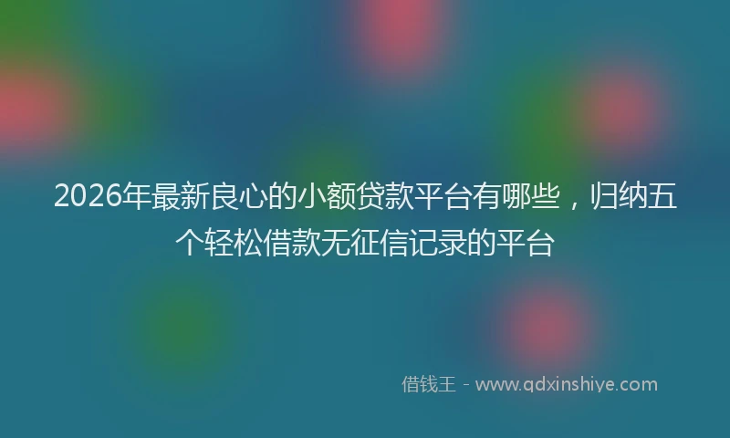 2026年最新良心的小额贷款平台有哪些，归纳五个轻松借款无征信记录的平台