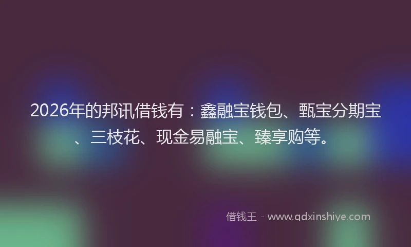 2026年的邦讯借钱有：鑫融宝钱包、甄宝分期宝、三枝花、现金易融宝、臻享购等。