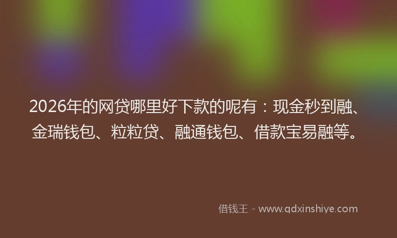 2026年的网贷哪里好下款的呢有：现金秒到融、金瑞钱包、粒粒贷、融通钱包、借款宝易融等。