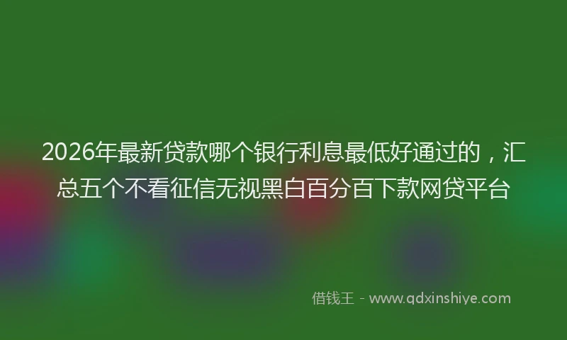 2026年最新贷款哪个银行利息最低好通过的，汇总五个不看征信无视黑白百分百下款网贷平台