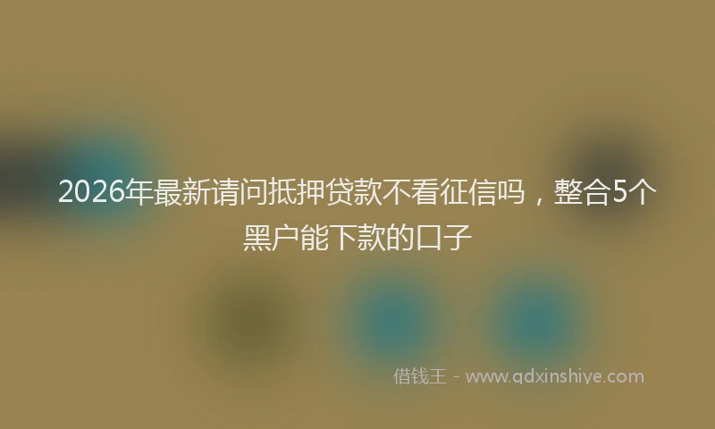 2026年最新请问抵押贷款不看征信吗，整合5个黑户能下款的口子