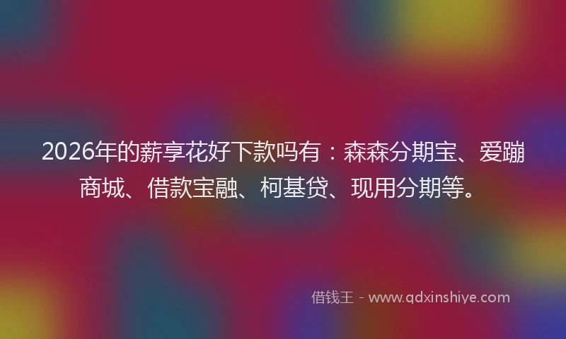 2026年的薪享花好下款吗有：森森分期宝、爱蹦商城、借款宝融、柯基贷、现用分期等。