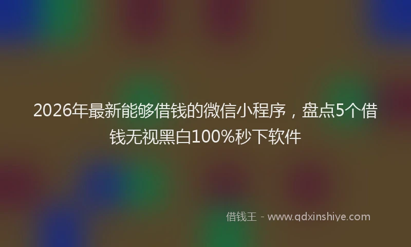2026年最新能够借钱的微信小程序，盘点5个借钱无视黑白100%秒下软件