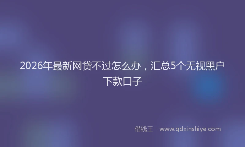2026年最新网贷不过怎么办，汇总5个无视黑户下款口子