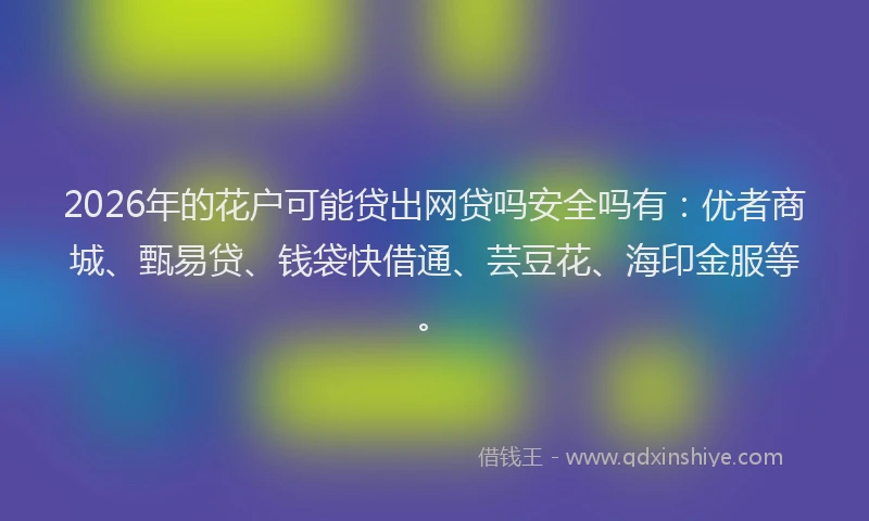 2026年的花户可能贷出网贷吗安全吗有：优者商城、甄易贷、钱袋快借通、芸豆花、海印金服等。