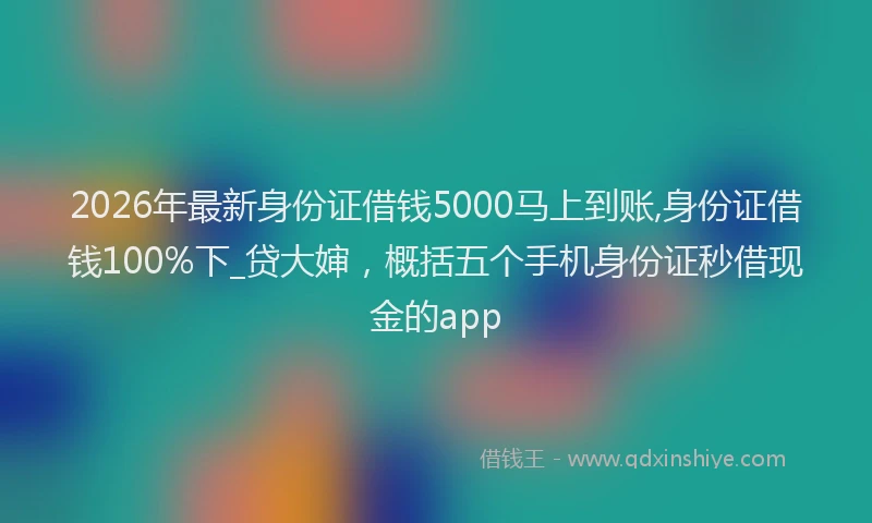 2026年最新身份证借钱5000马上到账,身份证借钱100%下_贷大婶，概括五个手机身份证秒借现金的app