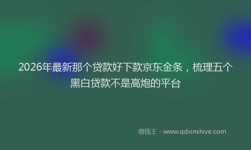 2026年最新那个贷款好下款京东金条，梳理五个黑白贷款不是高炮的平台