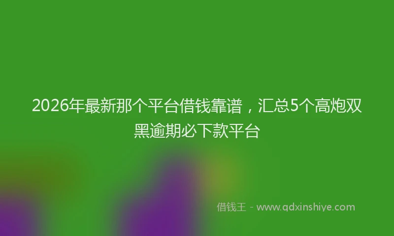 2026年最新那个平台借钱靠谱，汇总5个高炮双黑逾期必下款平台