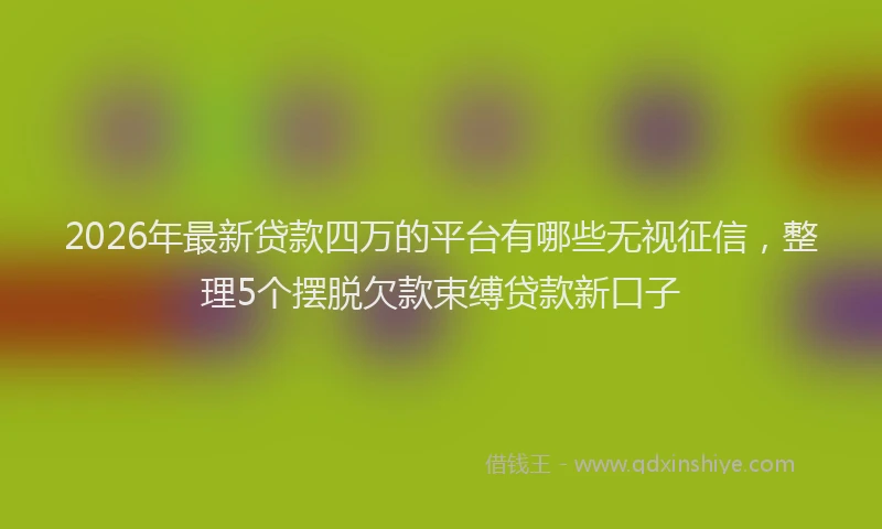 2026年最新贷款四万的平台有哪些无视征信，整理5个摆脱欠款束缚贷款新口子