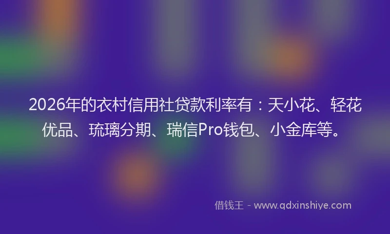 2026年的衣村信用社贷款利率有：天小花、轻花优品、琉璃分期、瑞信Pro钱包、小金库等。