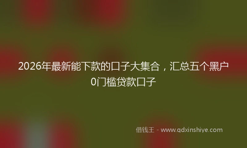 2026年最新能下款的口子大集合，汇总五个黑户0门槛贷款口子