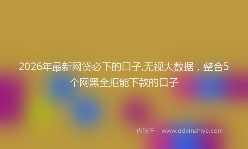 2026年最新网贷必下的口子,无视大数据，整合5个网黑全拒能下款的口子