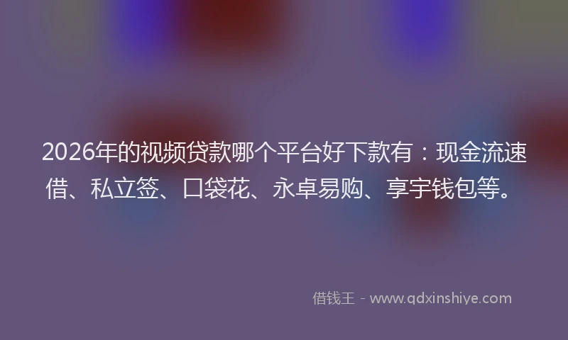 2026年的视频贷款哪个平台好下款有：现金流速借、私立签、口袋花、永卓易购、享宇钱包等。