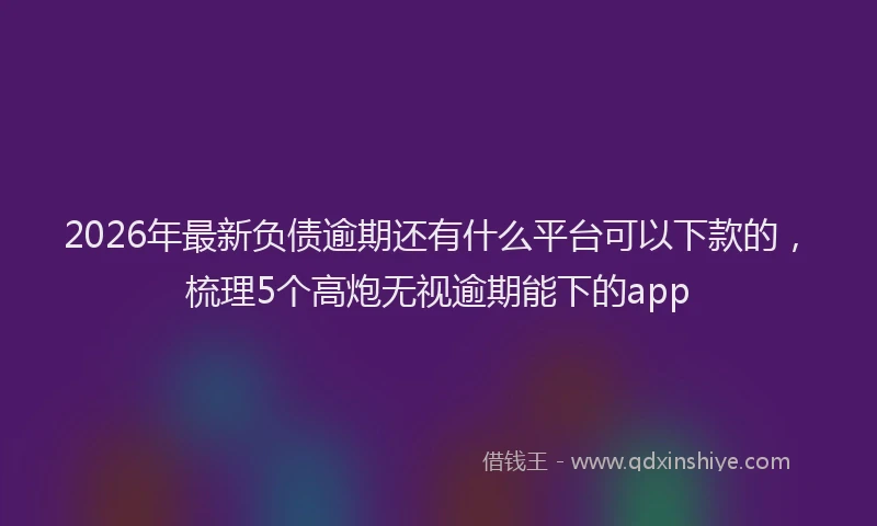 2026年最新负债逾期还有什么平台可以下款的，梳理5个高炮无视逾期能下的app