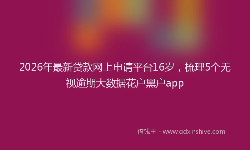 2026年最新贷款网上申请平台16岁，梳理5个无视逾期大数据花户黑户app