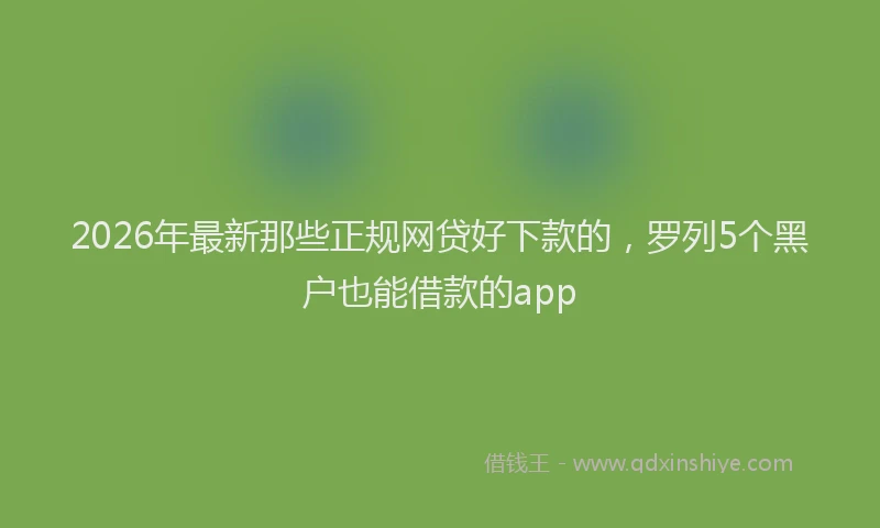 2026年最新那些正规网贷好下款的，罗列5个黑户也能借款的app