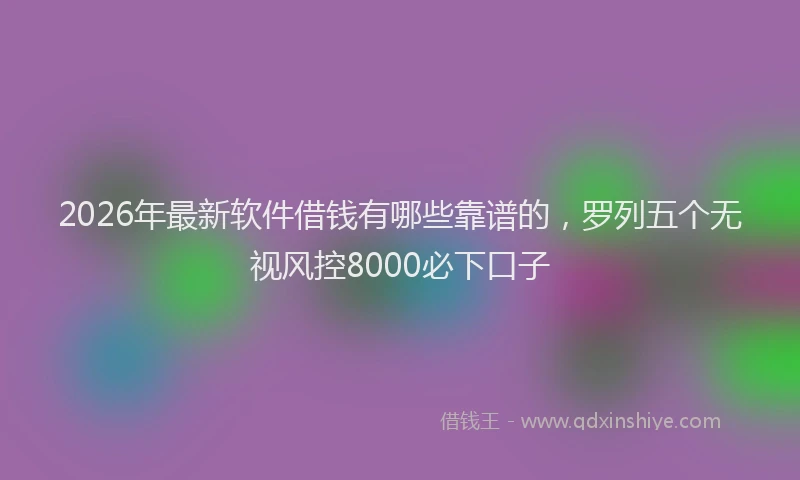 2026年最新软件借钱有哪些靠谱的，罗列五个无视风控8000必下口子