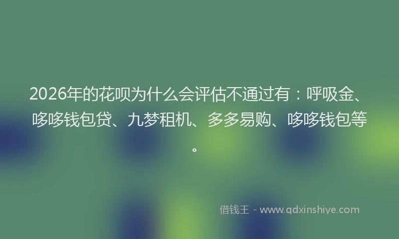 2026年的花呗为什么会评估不通过有：呼吸金、哆哆钱包贷、九梦租机、多多易购、哆哆钱包等。