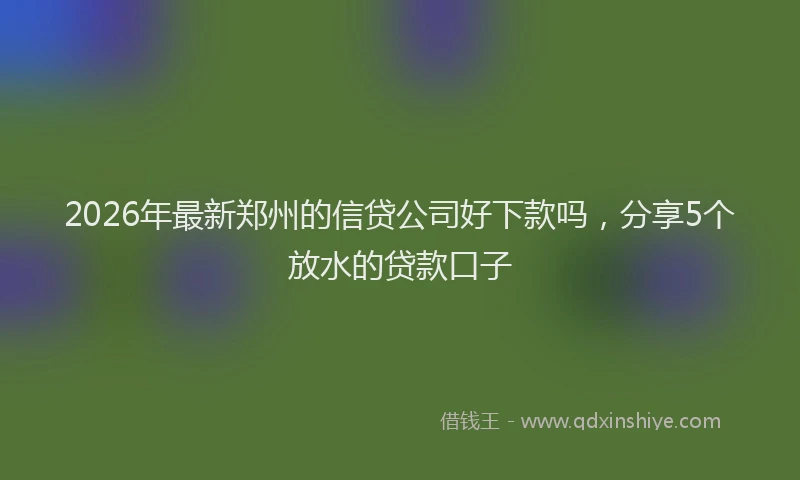 2026年最新郑州的信贷公司好下款吗，分享5个放水的贷款口子