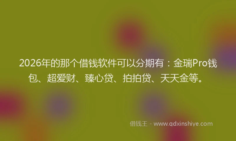 2026年的那个借钱软件可以分期有：金瑞Pro钱包、超爱财、臻心贷、拍拍贷、天天金等。