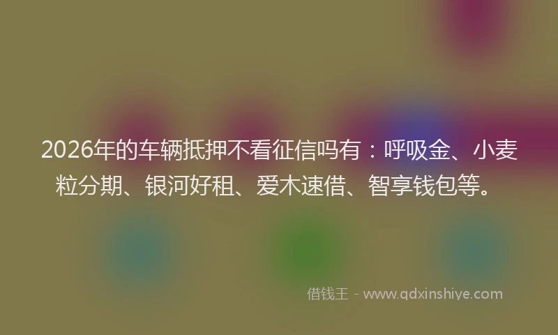 2026年的车辆抵押不看征信吗有：呼吸金、小麦粒分期、银河好租、爱木速借、智享钱包等。