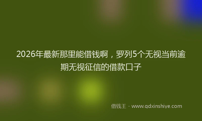 2026年最新那里能借钱啊，罗列5个无视当前逾期无视征信的借款口子