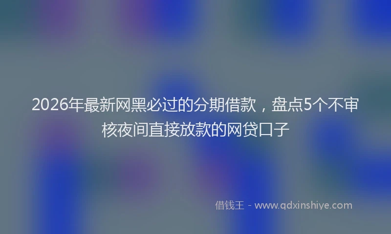 2026年最新网黑必过的分期借款，盘点5个不审核夜间直接放款的网贷口子