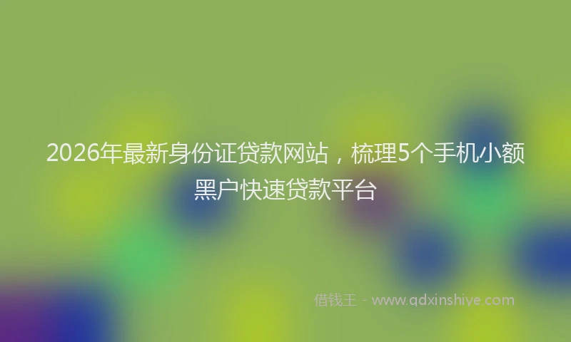 2026年最新身份证贷款网站，梳理5个手机小额黑户快速贷款平台