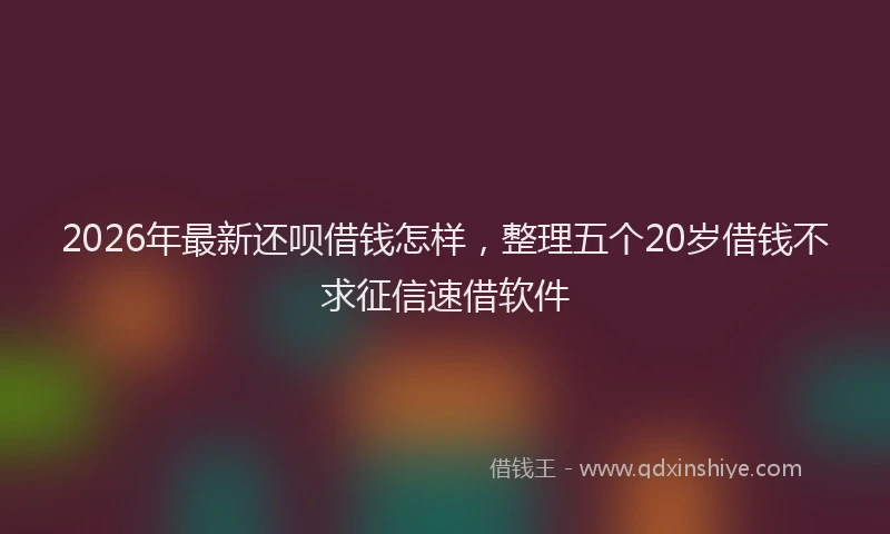 2026年最新还呗借钱怎样，整理五个20岁借钱不求征信速借软件