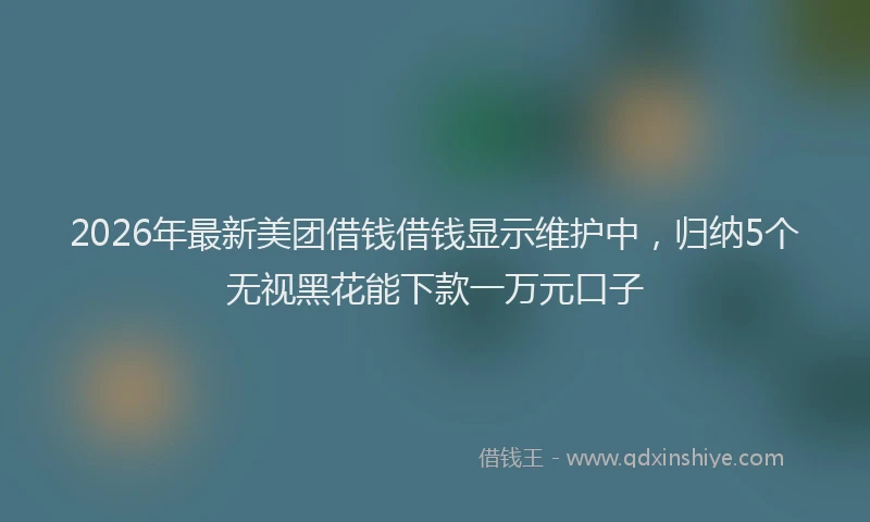 2026年最新美团借钱借钱显示维护中，归纳5个无视黑花能下款一万元口子