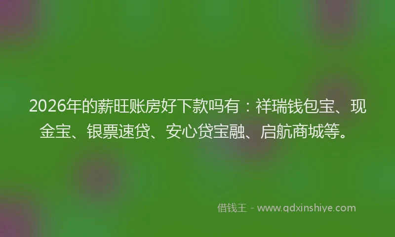 2026年的薪旺账房好下款吗有：祥瑞钱包宝、现金宝、银票速贷、安心贷宝融、启航商城等。