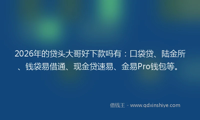 2026年的贷头大哥好下款吗有：口袋贷、陆金所、钱袋易借通、现金贷速易、金易Pro钱包等。