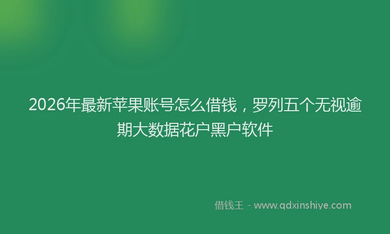 2026年最新苹果账号怎么借钱，罗列五个无视逾期大数据花户黑户软件